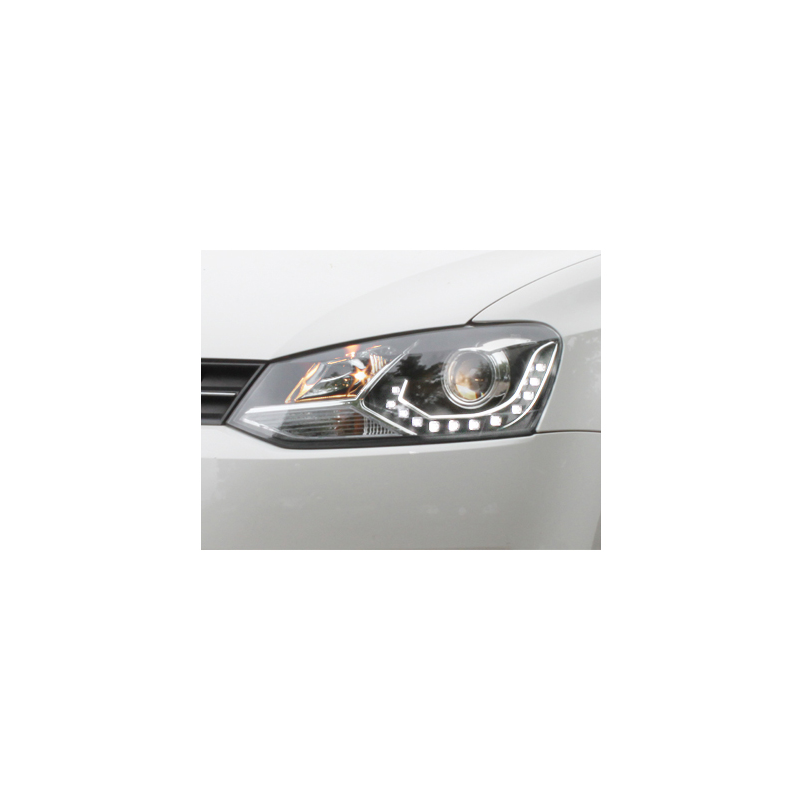 Phares avant LED VW Polo 6R 09-14 noir tuning
