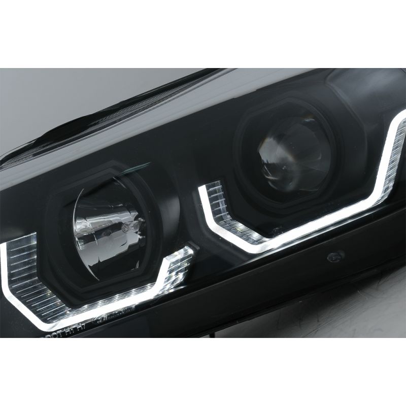 Phares 3D LED Angel Eyes pour BMW Série 3 E90 / E91 (03.2005-08.2008) Noir