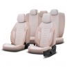 Housse de sièges universel en toile/cuir/textile 'Throne' Crème - 11-pièces - adapté aux Side-Airbags