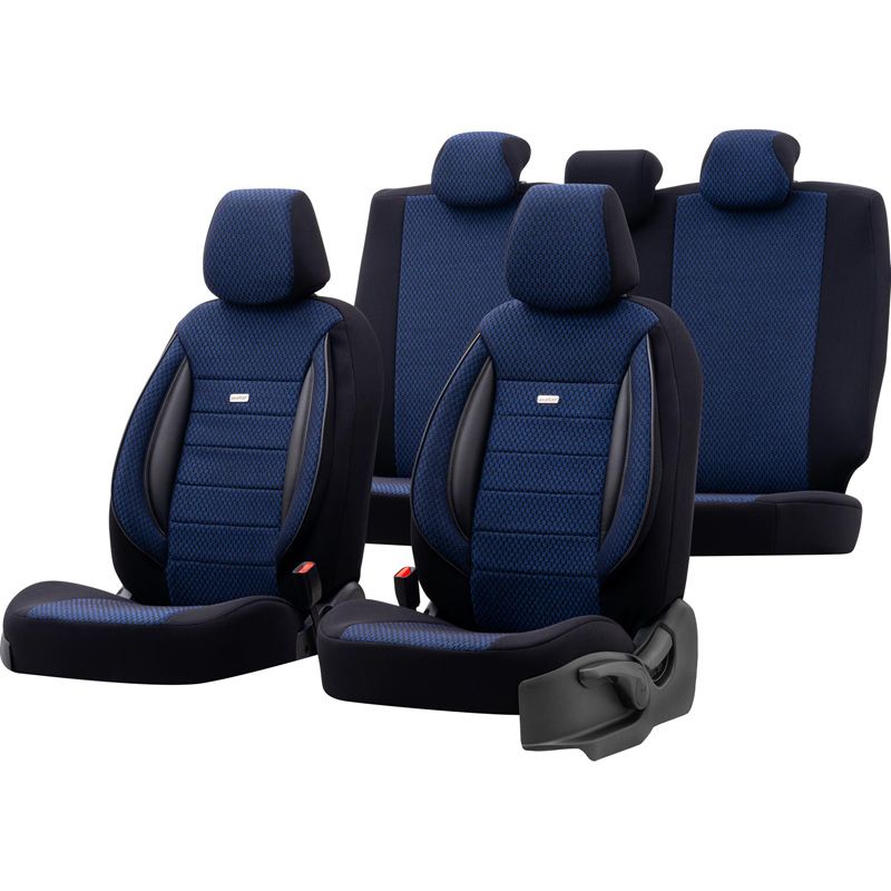 Housse de sièges universel en textile 'SelectedFit Sports' Noir/Bleu - 11-pièces - adapté aux Side-Airbags